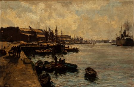 Johann Hendrick Van Mastenbroeck (Rotterdam 1875 - 1945)  - Porto di Rotterdam, 1906