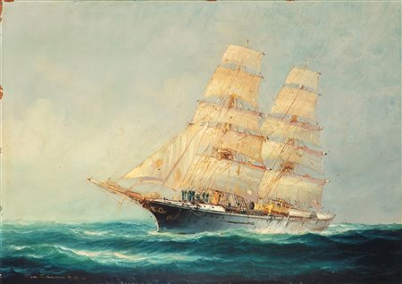 Rudolf Claudus (Oldenburg 1893 - Roma 1964)  - Il veliero, 1934