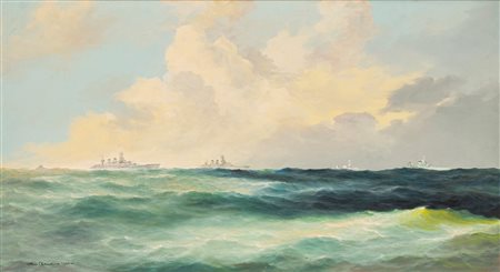 Rudolf Claudus (Oldenburg 1893 - Roma 1964)  - Incrociatori al largo, 1960