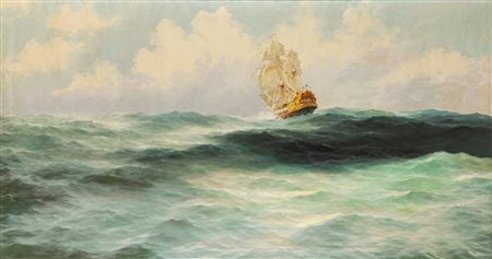 Rudolf Claudus (Oldenburg 1893 - Roma 1964)  - Veliero in alto mare, 1960