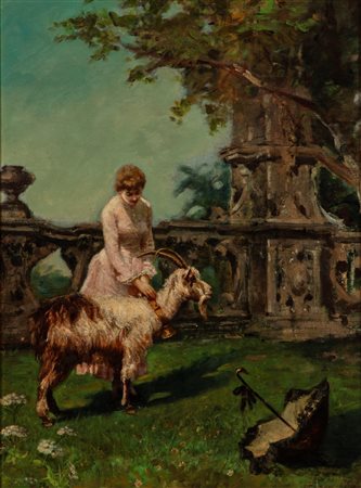 Salvatore Fergola (Napoli 1799 - 1874)  - Giovane donna con capretta