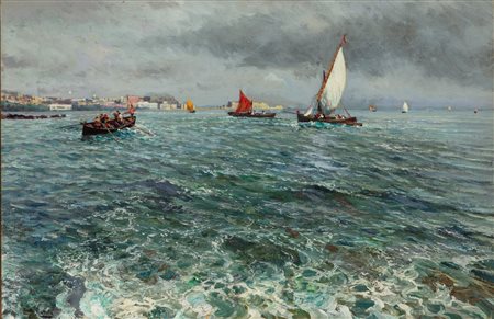 Attilio Pratella (Lugo 1856 - Napoli 1949)  - Marina nel golfo di Napoli