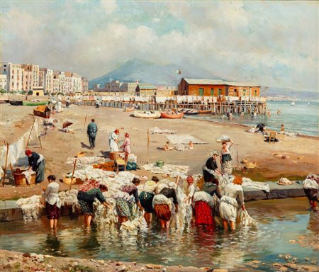 Attilio Pratella (Lugo 1856 - Napoli 1949)  - Sulla riva