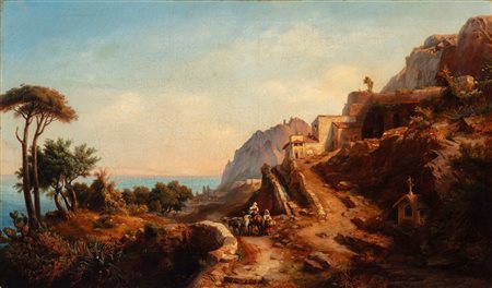Carl Friedrich Seiffert (Germania 1809 - 1891)  - Sicilia, Veduta di Cefalù