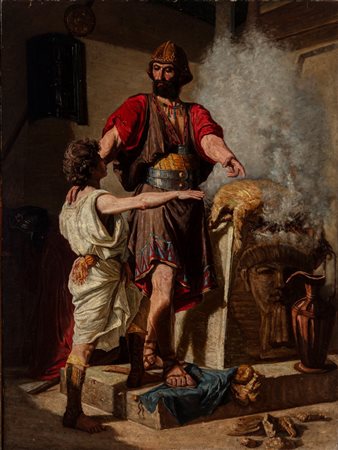 Gaetano Pappagallo (attivo nel secolo XIX)  - La prova di Muzio Scevola