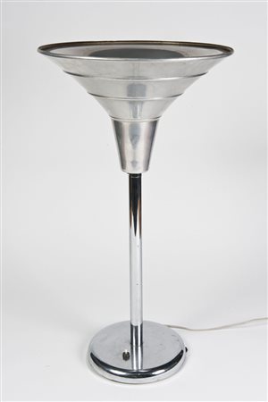 Luminator da scrivania in metallo cromato con paralume in anticorodal,...