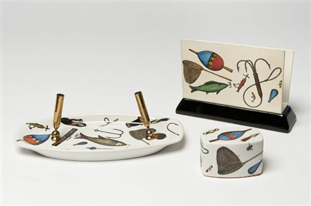 Bucciarelli, Milano - Set da scrivania con decori serigrafati, anni 50 del...