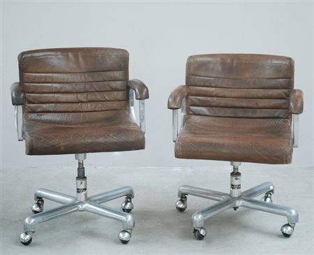 Ettore Sottsass e Hans Von Klier - coppia di poltroncine a rotelle serie "k"...