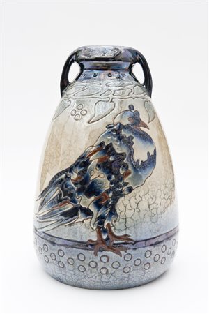 Vaso in ceramica Amphora “Campina”, con decoro a smalti policromi e a lustro...