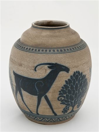 Galileo Chini (Firenze 1873 - 1956) - Vaso globulare in grès salato con...