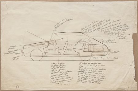 Gio Ponti (Milano 1891 - 1979) - Disegno per automobile linea “Diamante” per...