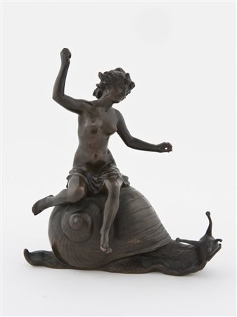 Frederic Debon - Allegoria della Lentezza. Bronzo. Fine sec XIX (h cm 18)