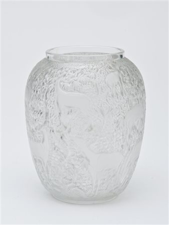 Lalique, Francia - vaso mod. “Biches” in vetro trasparente soffiato in...