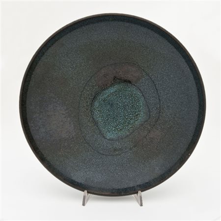 Carlo Zauli (1926 - 2002) - Piatto in grès decorato a smalto corrugato nei...