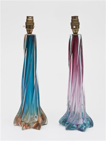 Manifattura di Murano - Coppia di lampade in vetro sommerso rispettivamente...