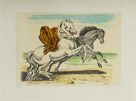DE CHIRICO GIORGIO (1888 - 1978) - CAVALLI SULLA SPIAGGIA.