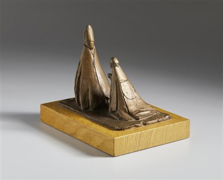 MANZU' GIACOMO (1908 - 1991) - (POST MORTEM) PAPA GIOVANNI E IL CARDINALE.