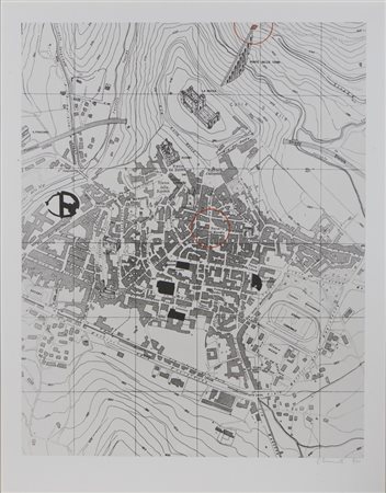 CHRISTO' (n. 1935) & JEANNE-CLAUDE (1935 - 2009) - CITY MAP, PACKED FOUNTAIN AND PACKED TOWER, SPOLETO.