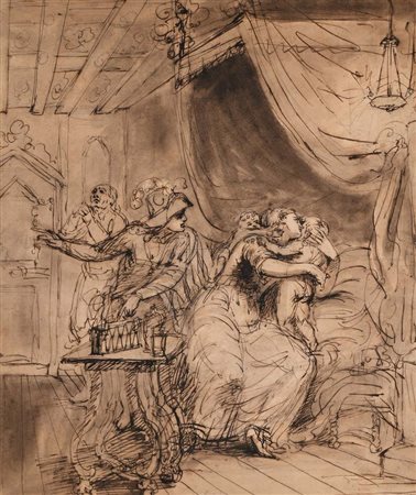 Pittore portoghese della fine del XVIII secolo Assasinio di Ines di Castro...