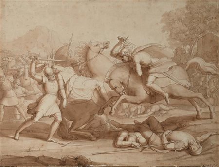 Giovanni Antonio Baruffaldi Scontro tra cavallerie Firmato in basso a destra...