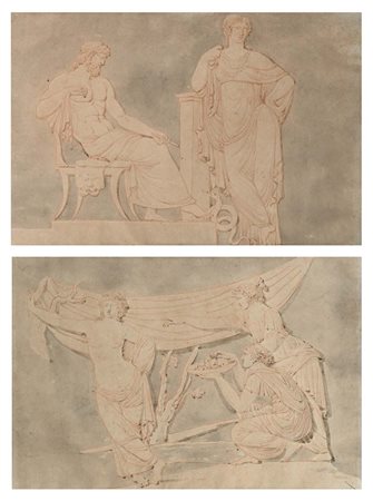 Scuola francese del XVIII secolo Coppia di scene mitologiche tratte da...