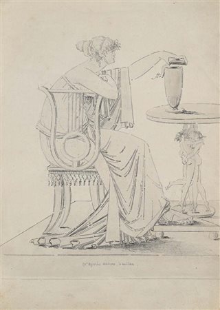 Scuola Neoclassica del XVIII secolo Studio di donna abbigliata all'antica...