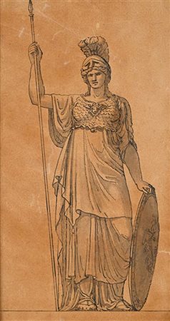Scuola neoclassica Minerva China e inchiostro acquerellato su carta mm...