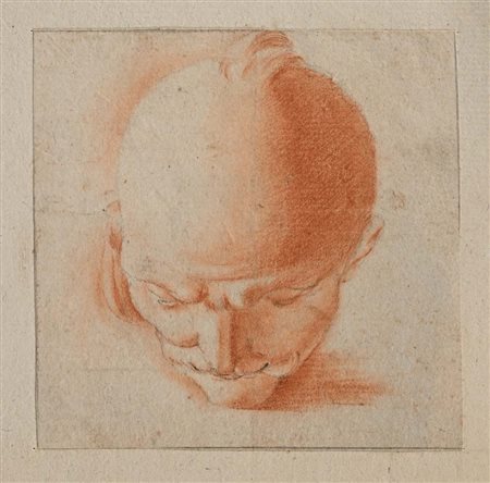 Scuola italiana del XVIII secolo Testa di soldato Pietra rossa e pietra nera...