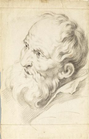 Scuola veneta del XVIII secolo Studio di testa senile Pietra nera su carta mm...