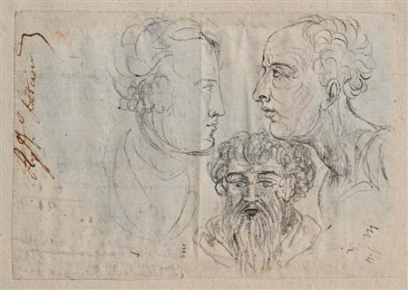 Scuola Italiana del XIX secolo Studio di teste senili matita su carta mm...
