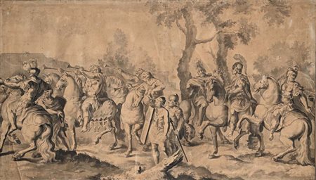 Carl Wilhelm Swedman Scontro tra romani e barbari Firmato in basso a destra...