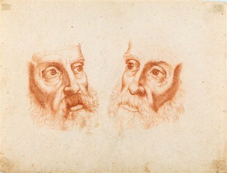 Pittore Accademico degli inizi del XIX secolo Recto: Studi di due volti...