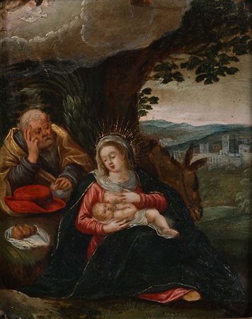 Christoph Schwartz (ambito di) Riposo durante la fuga in Egitto Piccolo...