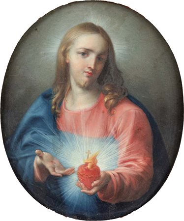 Caterina Cherubini (attribuito a) Sacro cuore di Gesù olio su rame cm 29x24 -...