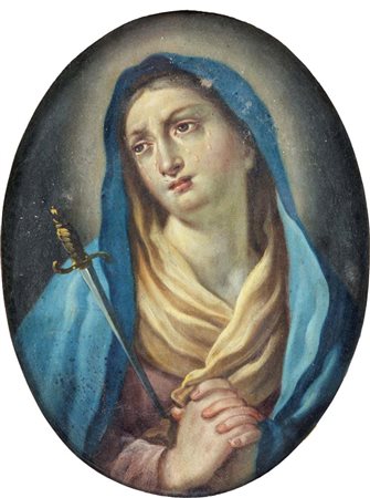 Scuola Romana del XVIII secolo Mater Dolorosa Il dipinto raffigura la Vergine...