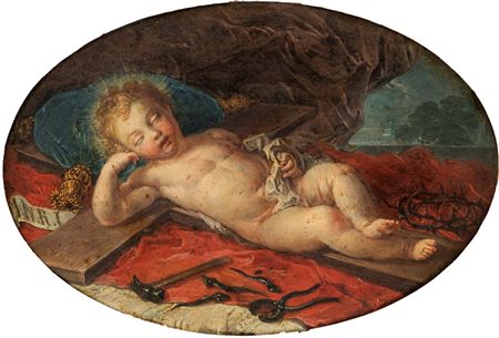 Pittore settentrionale del XVII secolo Gesù Bambino dormiente sulla Croce...