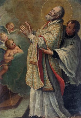 Pittore napoletano del XVII secolo Gloria di Sant'Andrea Avellino olio su...