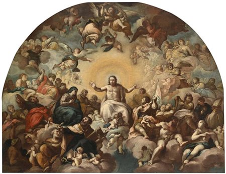 Lazzaro Baldi La Gloria di Dio olio su tela 78x95 cm con cornice/ 63x81 cm...