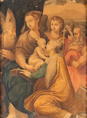 Scuola emiliana del XVIII secolo Madonna col Bambino, Santa Caterina e i...