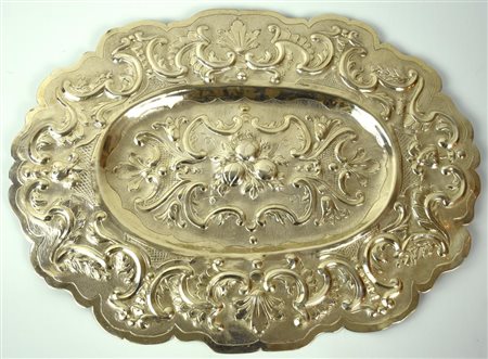 VASSOIO in metallo argentato, cm 43x55