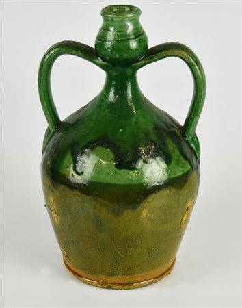 ANTICA FIASCA BIANSATA in terracotta invetriata h cm 24