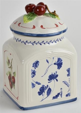 CONTENITORE IN CERAMICA VILLEROY & BOCH con decorazioni a ciliegie e...