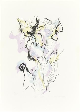 Ernesto Treccani FIGURA ASTRATTA serigrafia su carta, cm 35x25; es. 41/125 firma