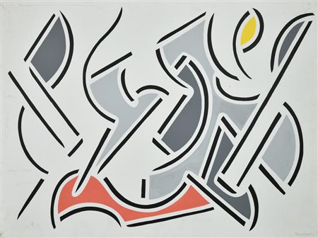 Stanley Tomshinsky BIRTH OF AN IDEA, 1976 olio su tela, cm 60x80 firma sul...