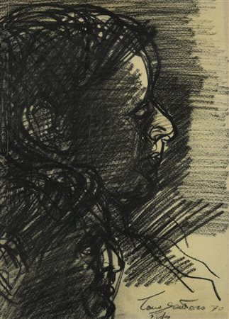 Tano Santoro STUDIO, 1970 carboncino su carta, cm 33x25 firma, titolo e data