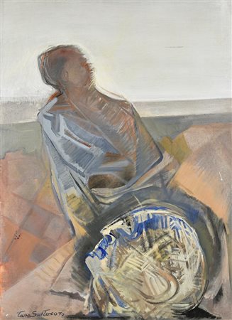 Tano Santoro SIMBOLO E CONDIZIONE, 1970 olio su tela, cm 80x60 firma e data...