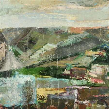 Tano Santoro SENZA TITOLO, 1966 olio su tela, cm 65,5x65,5 firma sul retro:...