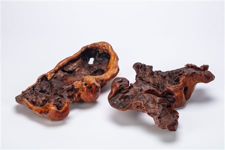 Due radici "Scholar's Rock". Cina, dinastia Qing (1644-1912)