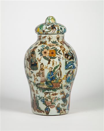 Potiche in vetro decorato dall'interno ad "Arte Povera". Probabilmente Piemonte, secolo XVIII/XIX