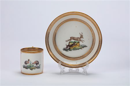 Tazza con piattino in porcellana. Manifattura di Napoli, circa 1790